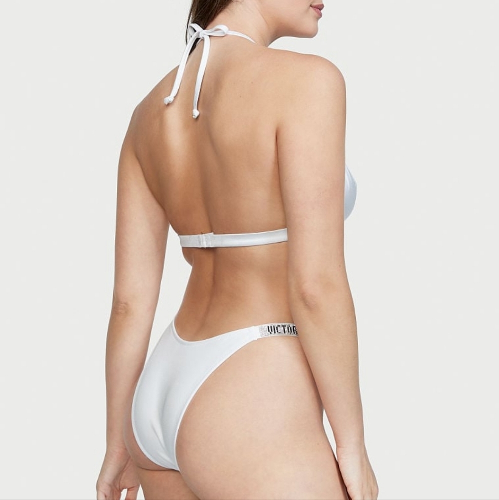 Victoria's secret very sexy shine strap triangle swim bikini top XLARGE WHITE - Picture 6 of 9